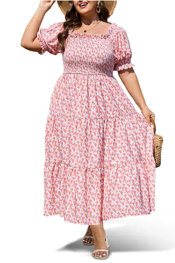 Woochic Robe d'été femme boho Longue fluide et chic avec pompons Fleurie 01 1XL